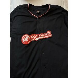 Bacardi Black Button Down Baseball Jersey Sz Large